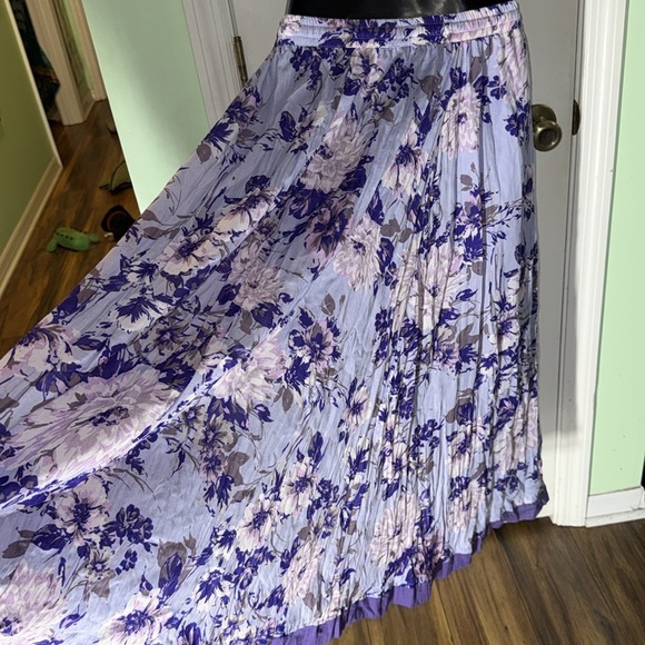 Mix Nouvuea Purple Floral Cotton Blend Drawstring Maxi Skirt Spring Time Size S - Picture 6 of 10